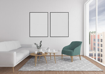 Modern white luxury living room apartment. Generative ai