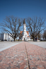 St. Peter and Paul cathedral in Siauliai city. View from prisikelimo square.