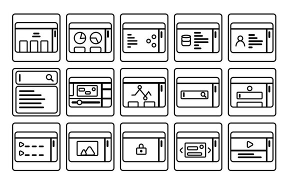 set of icons for web and mobile, computer wep icons ilutration