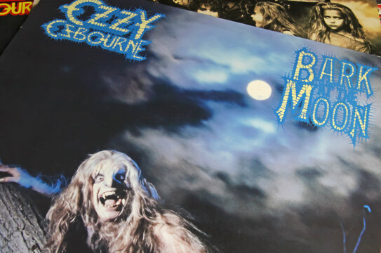 Viersen, Germany - November 9. 2022: Closeup of isolated vinyl record album of rock singer Ozzy Osbourne