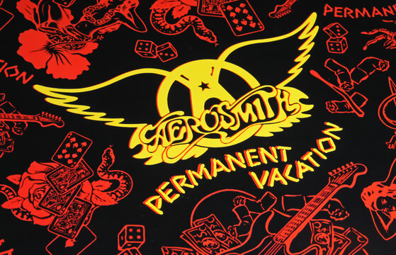 Viersen, Germany - November 9. 2022: Closeup of isolated vinyl record album of rock band Aerosmith