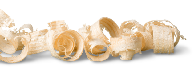 Spiral curled up wood shavings