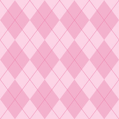 Valentines day Argyle plaid. Scottish pattern in pink and white rhombuses. Scottish cage. Traditional Scottish background of diamonds.  fabric texture. 