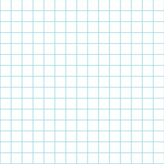 Notebook paper texture cell template. Squared blank sheet of copybook background. Seamless blue checkered pattern texture.