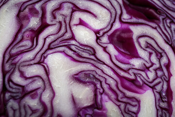 Obraz premium Half of fresh red cabbage as background, closeup