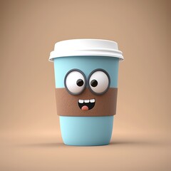 Fototapeta Cute Cartoon Cup of Coffee Character obraz