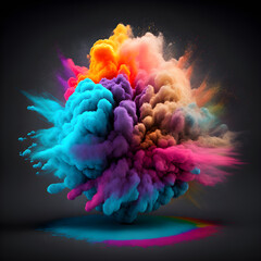 Fototapeta Colored powder explosion. Abstract closeup dust on backdrop. Colorful explode. Paint holi obraz