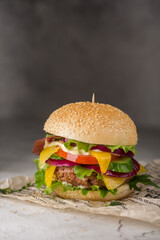 fresh and delicious Burger closeup