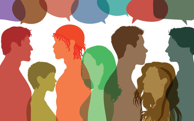 Communication and Racial equality. International people crowd. Diversity peoples
