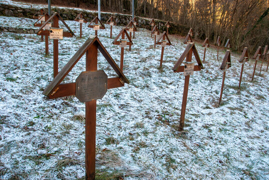 The Austro-Hungarian cemetery of the Kaiserjager in World War I of Vanzi-Molini in the Comune of Laghi, Vicenza, Veneto, Italy