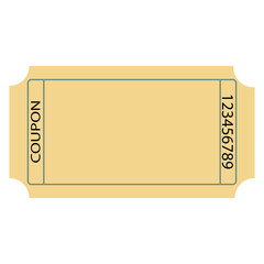 Simple flat coupon, entrance ticket empty yellow