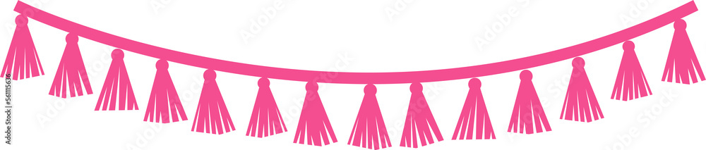 Sticker Valentine's day decoration garland and bunting made of tassels, beads. Party supplies. Flat illustration - Stickers