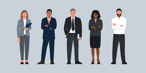 Corporate business people standing together - obrazy, fototapety, plakaty