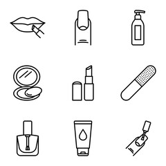 Make-up and cosmetic icon set. Skin care and makeup. Cosmetics and hygiene products.