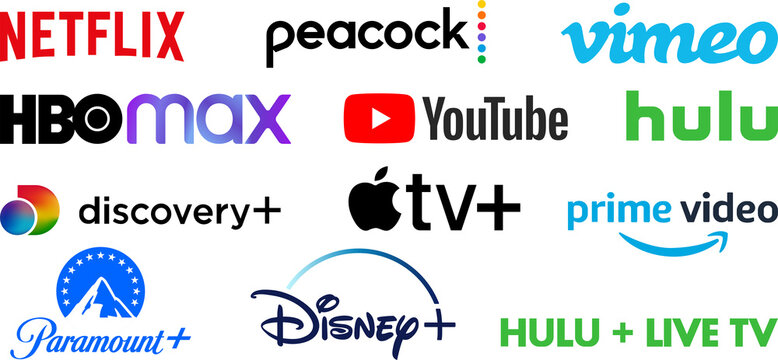 Online video service. Big set of streaming icons. PNG 