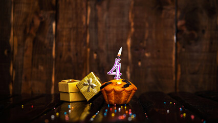 Scenery Festive background with gift boxes happy birthday copy space. Anniversary background with...