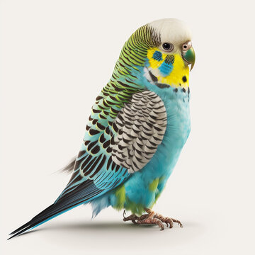 Budgerigar full body image with white background ultra realistic



