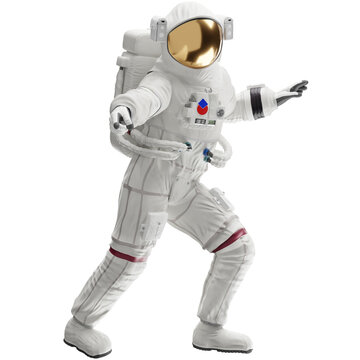 astronaut posing like space parson in-universe 3d render with transparent background	
