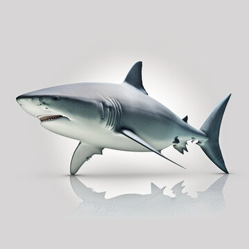 Bull Shark full body image with white background ultra realistic



