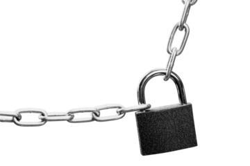 Key lock locked with a metal chain