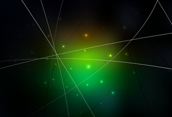 Dark Green, Red vector backdrop with lines, circles.