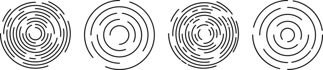 Concentric circles set. Ripple circular shapes. PNG 
