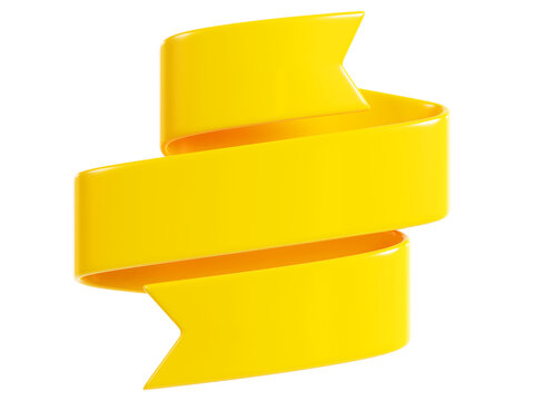 Sale ribbon banner 3d render - curled fabric or plastic text box for promotion or congratulation message.