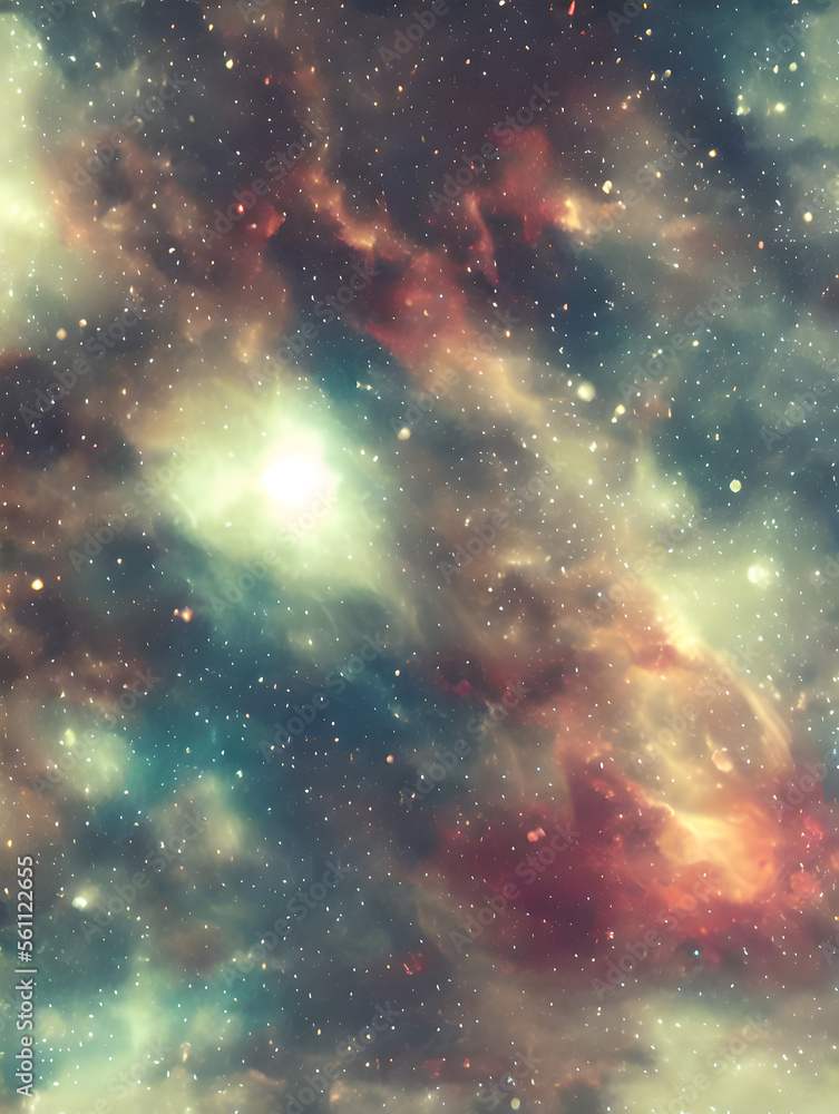 Wall mural gas nebula clouds with stars in deep space - psychodelic - generative ai
