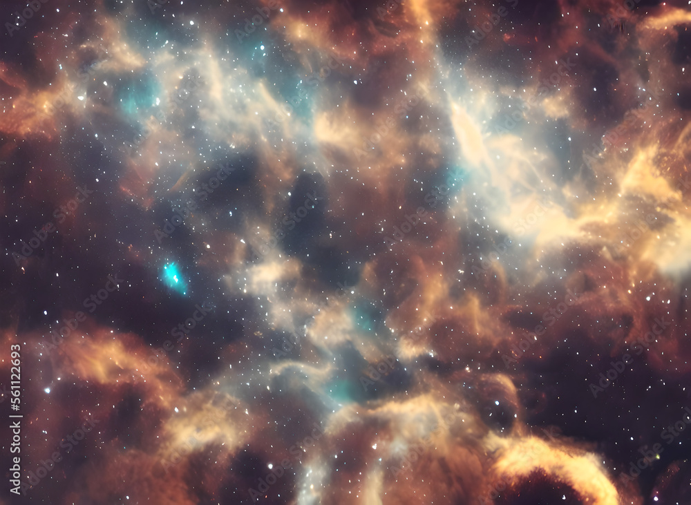 Wall mural cosmic background with nebula and stars - generative ai