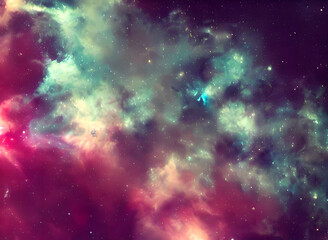 Fototapeta na wymiar Galaxy with colorful nebula shiny stars and heavy space dust clouds - backround - deep space - generative ai