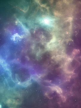 Galaxy with colorful nebula shiny stars and heavy space dust clouds - backround - deep space - generative ai