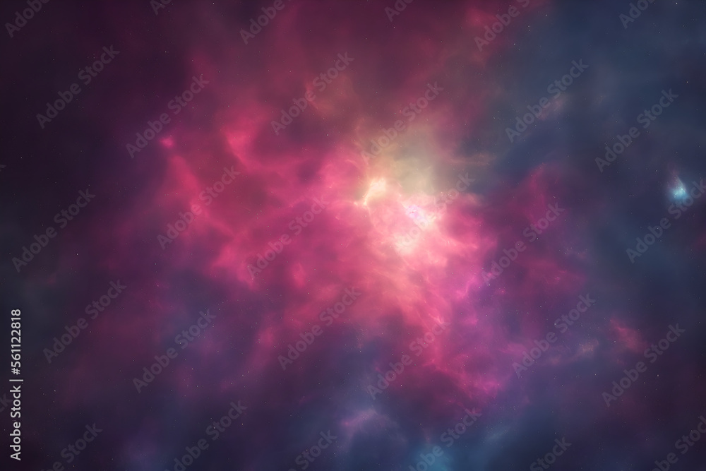Wall mural space nebula in galaxy or universe as wallpaper background - generative ai