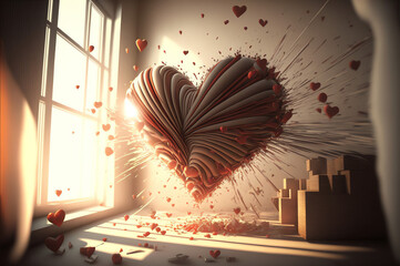 A Cinematic HDR Illustration of a 3D Heart 