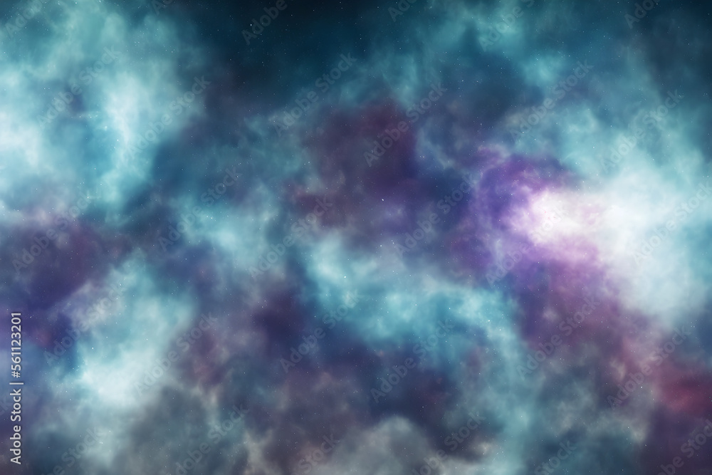 Wall mural galaxy with colorful nebula shiny stars and heavy space dust clouds - backround - deep space - gener