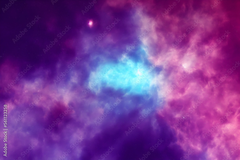 Wall mural cosmic background with nebula and stars - generative ai
