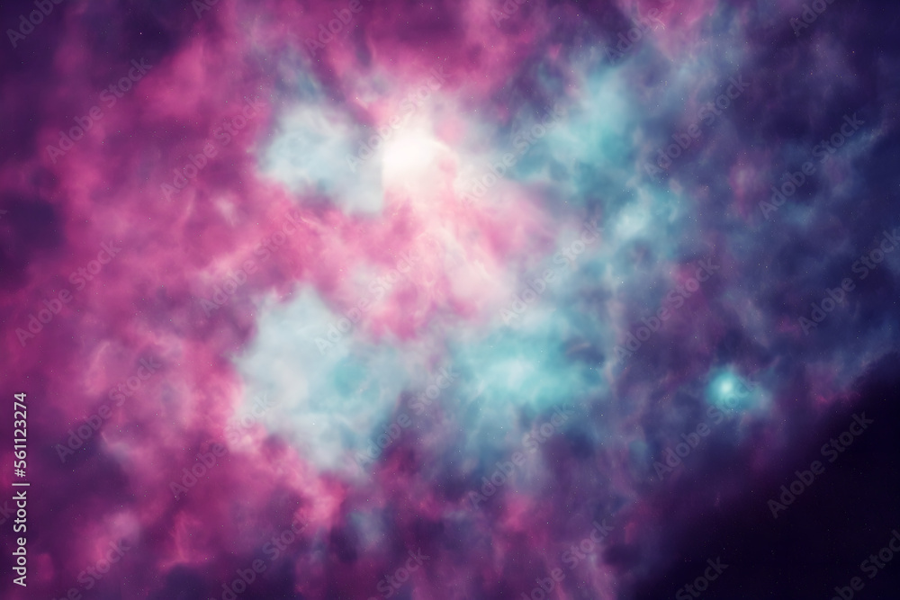 Wall mural galaxy with colorful nebula shiny stars and heavy space dust clouds - backround - deep space - gener