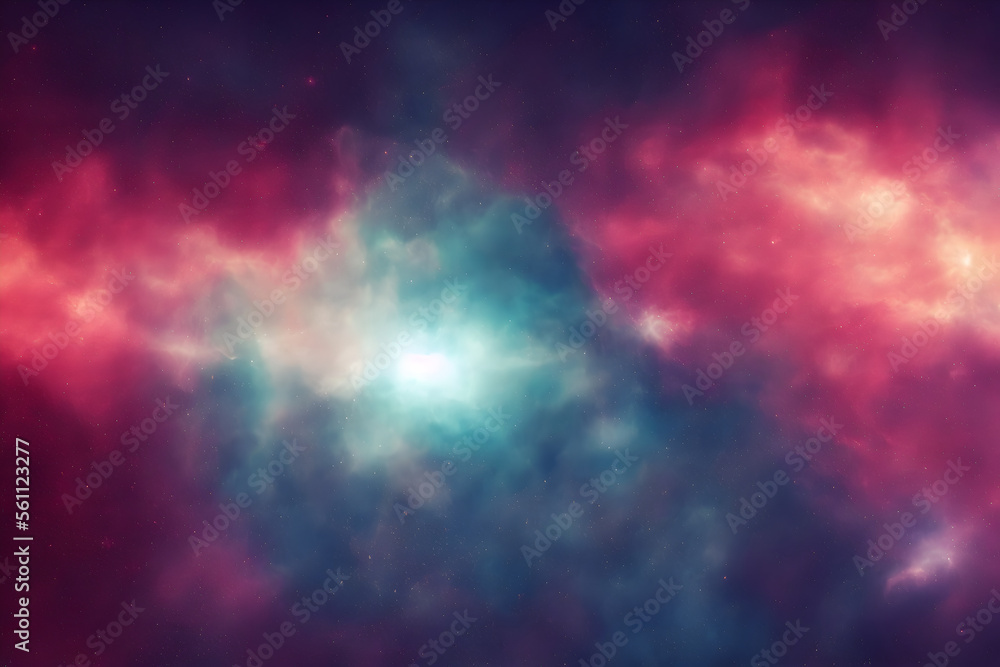 Wall mural galaxy with colorful nebula shiny stars and heavy space dust clouds - backround - deep space - gener