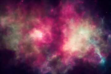 Naklejka premium Space nebula in galaxy or universe as wallpaper background - generative ai