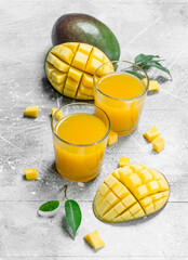 Mango juice in glass.
