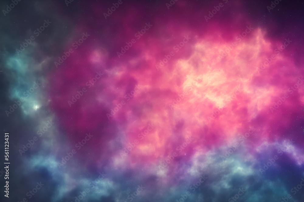 Wall mural galaxy with colorful nebula shiny stars and heavy space dust clouds - backround - deep space - gener
