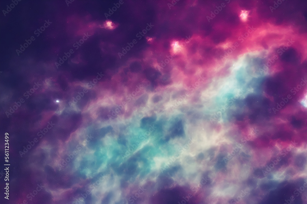 Wall mural cosmic background with nebula and stars - generative ai