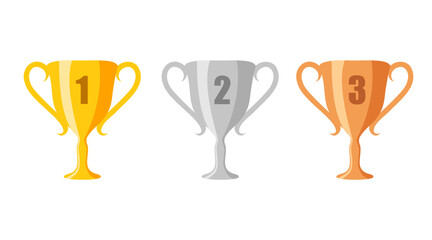 Winner's trophy icon. The golden trophy vector is a symbol of victory in a sports events