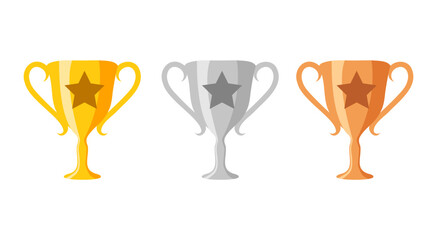 Winner's trophy icon. The golden trophy vector is a symbol of victory in a sports events