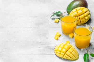 Mango juice in glass.
