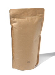 Brown craft paper bag isolated on white background, sachet bag