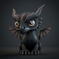 beautiful black baby dragon, AI generative