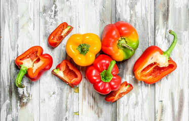 Sliced and whole sweet peppers.