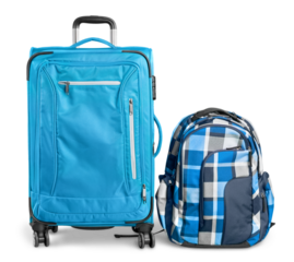 Colored full and closed suitcases, ready for the trip,