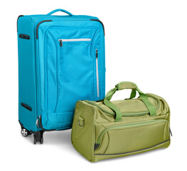 Colored full and closed suitcases, ready for the trip,