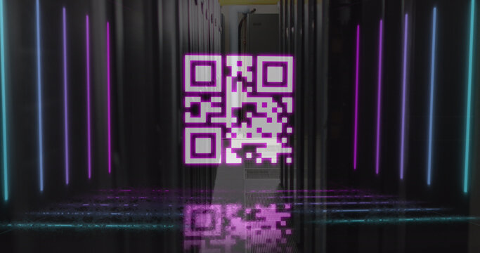 Image of qr code over servers - Powered by Adobe